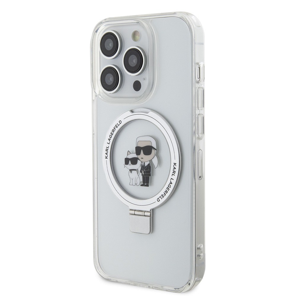 Karl Lagerfeld iPhone 15 Pro Max Cover Ring Stand MagSafe Hvid