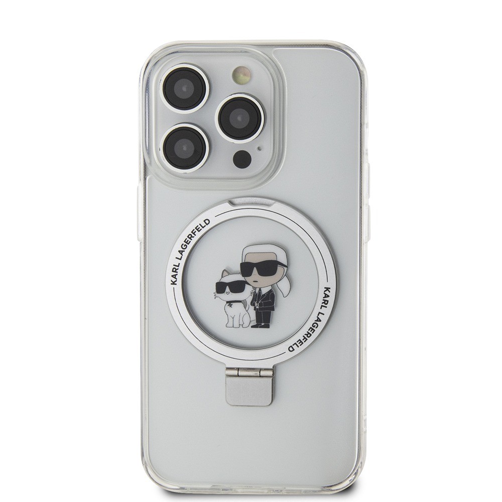Karl Lagerfeld iPhone 15 Pro Max Cover Ring Stand MagSafe Hvid
