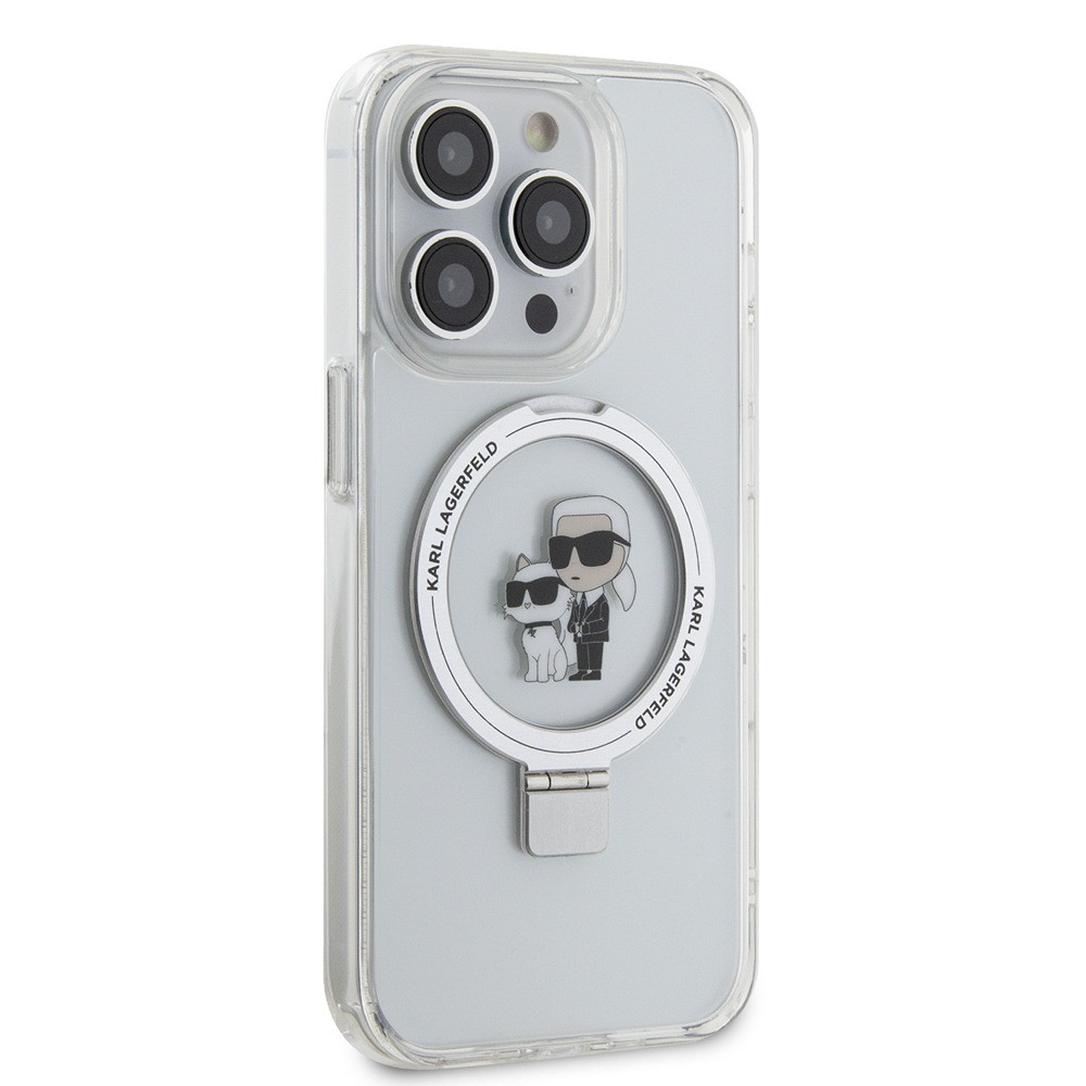 Karl Lagerfeld iPhone 15 Pro Max Cover Ring Stand MagSafe Hvid