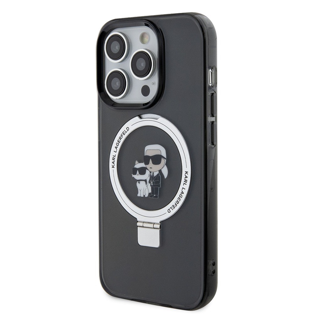 Karl Lagerfeld iPhone 15 Pro Max Cover Ring Stand MagSafe Sort