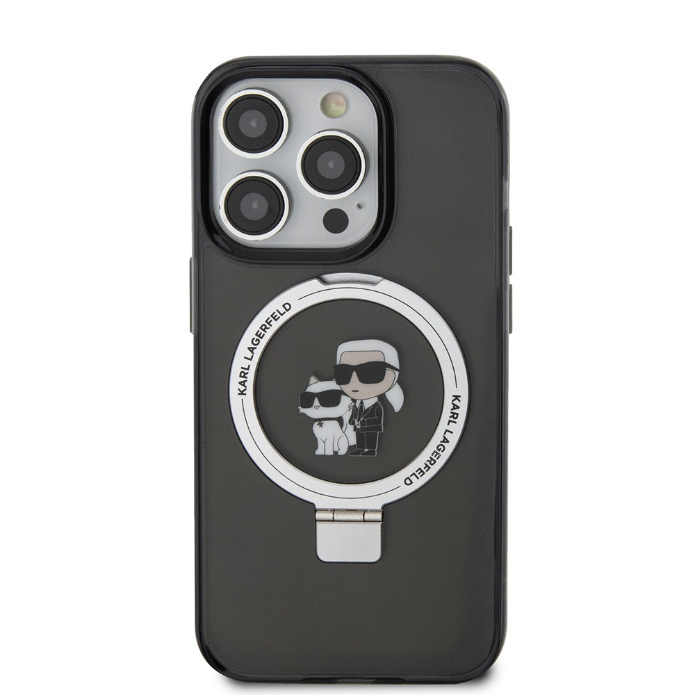Karl Lagerfeld iPhone 15 Pro Max Cover Ring Stand MagSafe Sort