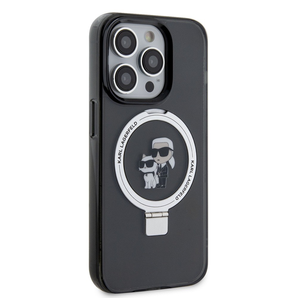 Karl Lagerfeld iPhone 15 Pro Max Cover Ring Stand MagSafe Sort