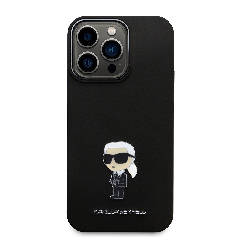 Karl Lagerfeld iPhone 15 Pro Max Cover Ikonik Metal Pin Sort