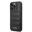 Karl Lagerfeld iPhone 15 Pro Max Cover Quilted Nylon Puffy Case Logo Plate Sort