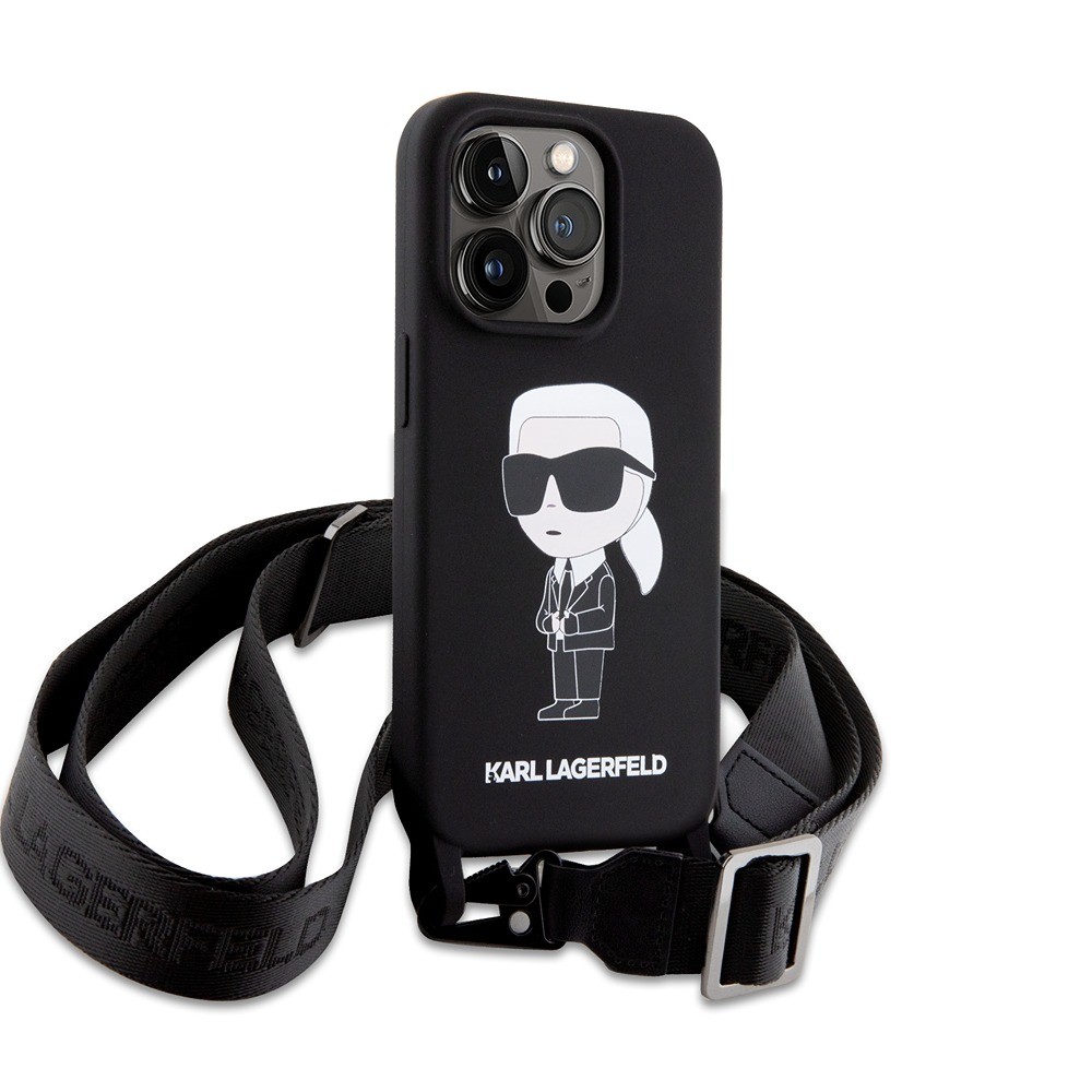 Karl Lagerfeld iPhone 15 Pro Max Cover Ikonik Crossbody Sort