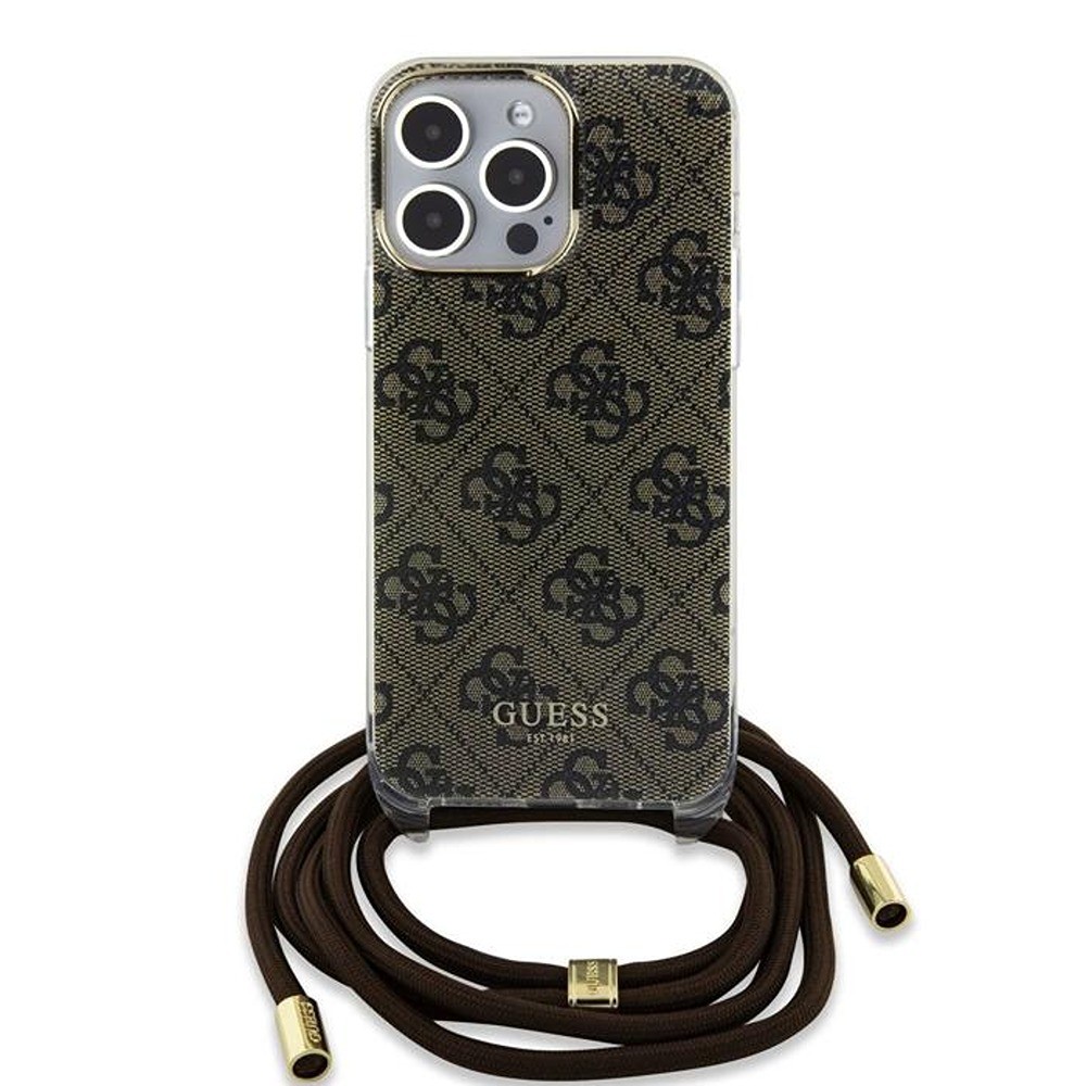 Guess iPhone 15 Pro Max Cover Crossbody Cord Brun