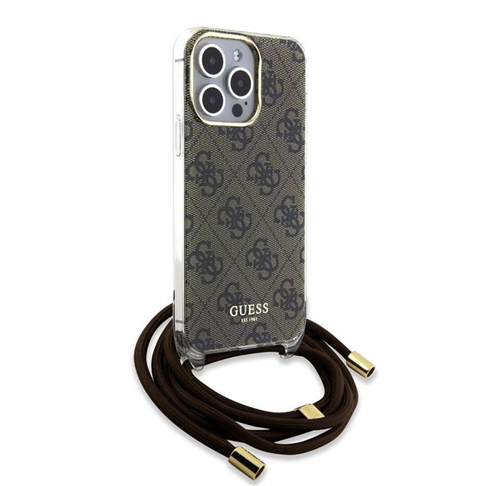 Guess iPhone 15 Pro Max Cover Crossbody Cord Brun