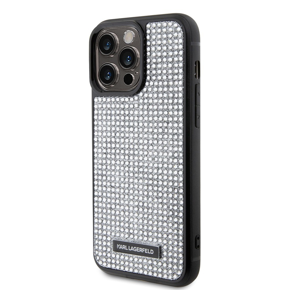 Karl Lagerfeld iPhone 15 Pro Max Cover Rhinestone Sølv