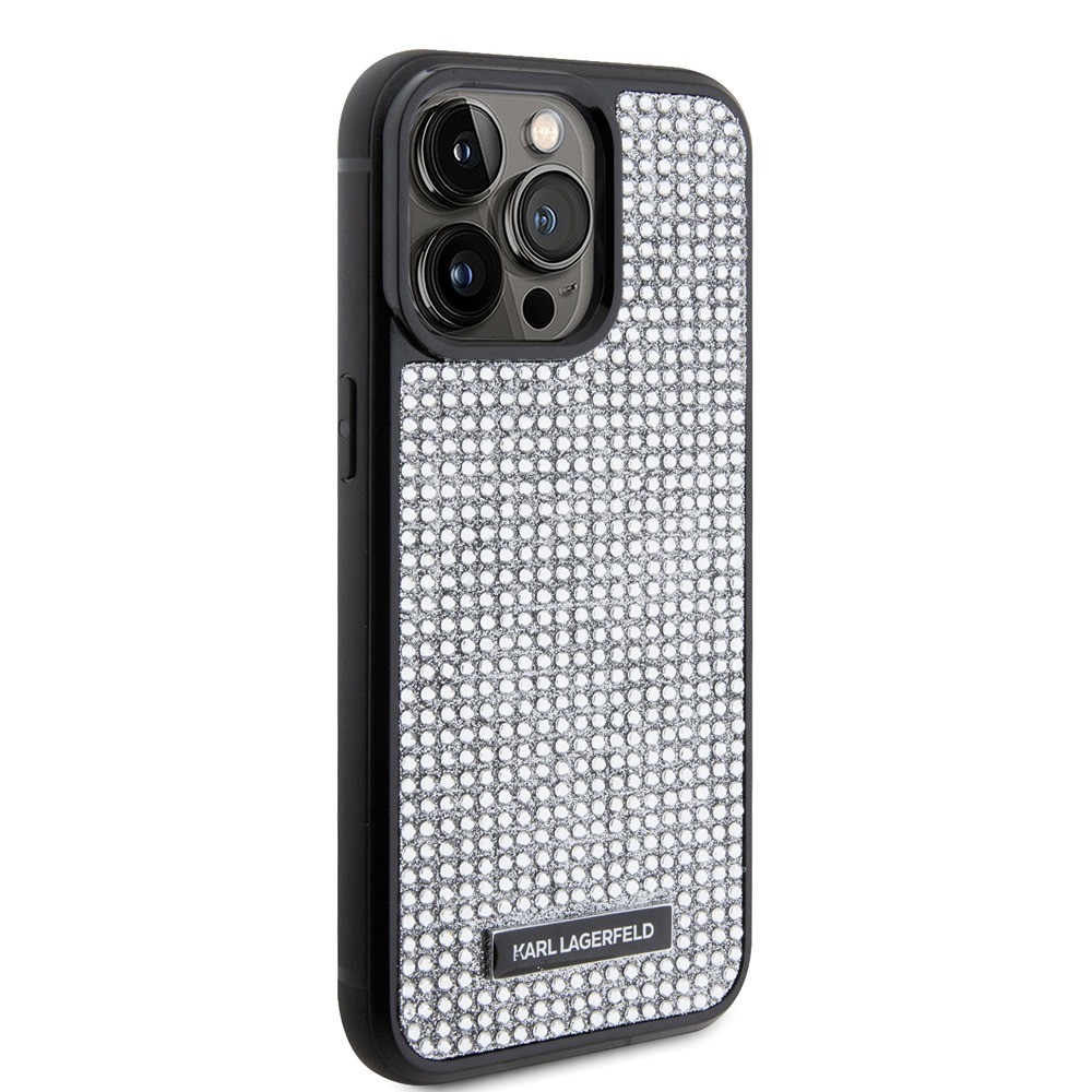 Karl Lagerfeld iPhone 15 Pro Max Cover Rhinestone Sølv