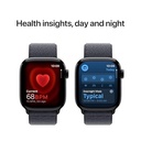 Apple Watch Series 10 GPS Smartwatch, 42mm, Jet Black Aluminum Case with Ink Sport Loop (MWWG3LW/a)