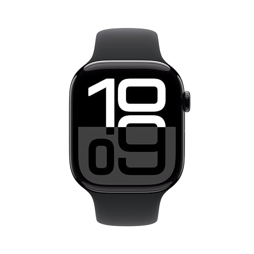 Apple Watch Series 10 GPS Smartwatch, 46mm, Jet Black Aluminum Case with Black Sport Band, Medium/Large (MWWQ3LW/a)