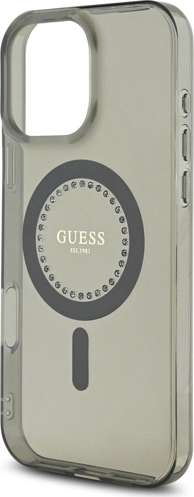 Guess Rhinestones Ring Kryt S MagSafe Pre iPhone 16 Pro Max, Čierny