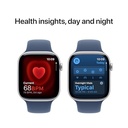 Apple Watch Series 10 GPS 46mm Silver Aluminum Case with Denim Sport Band - M/L