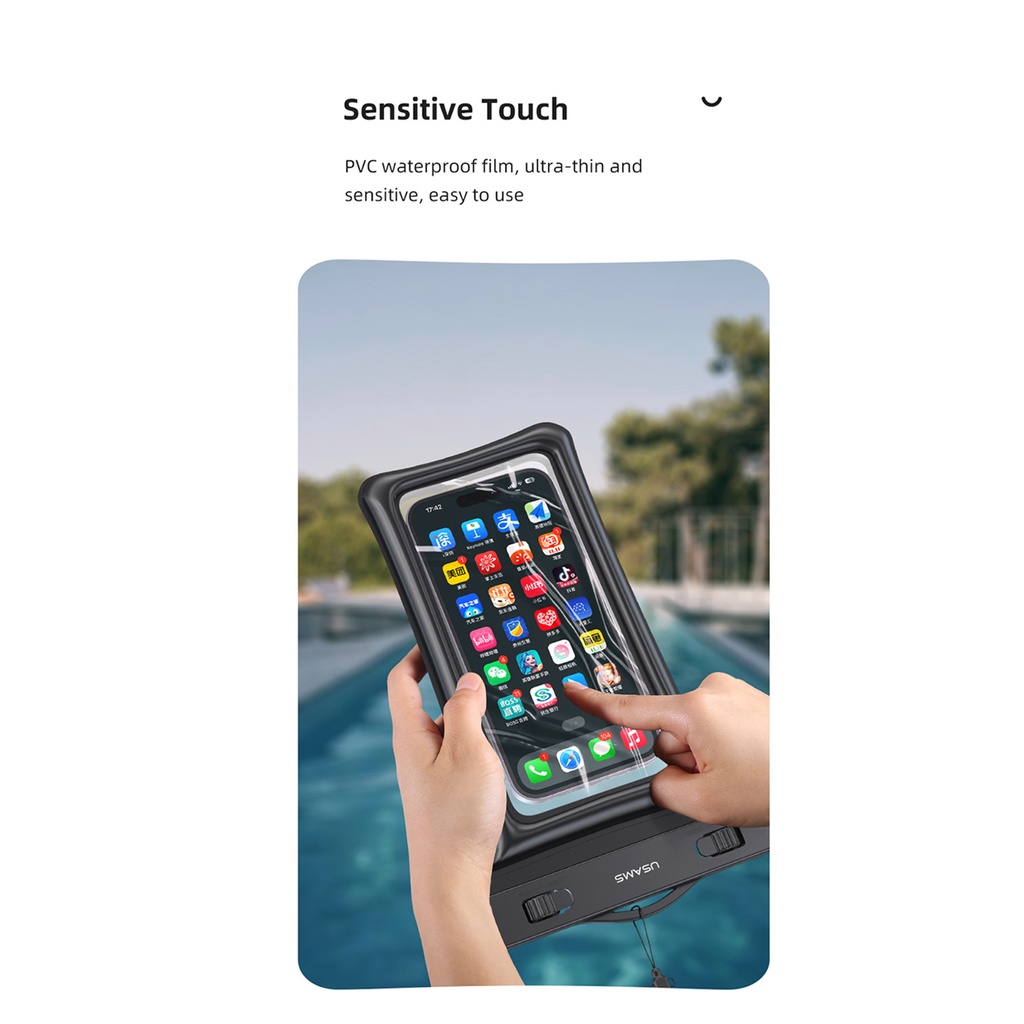 USAMS Waterdicht Telefoonhoesje Voor Telefoons Tot 7 Inch - Roze