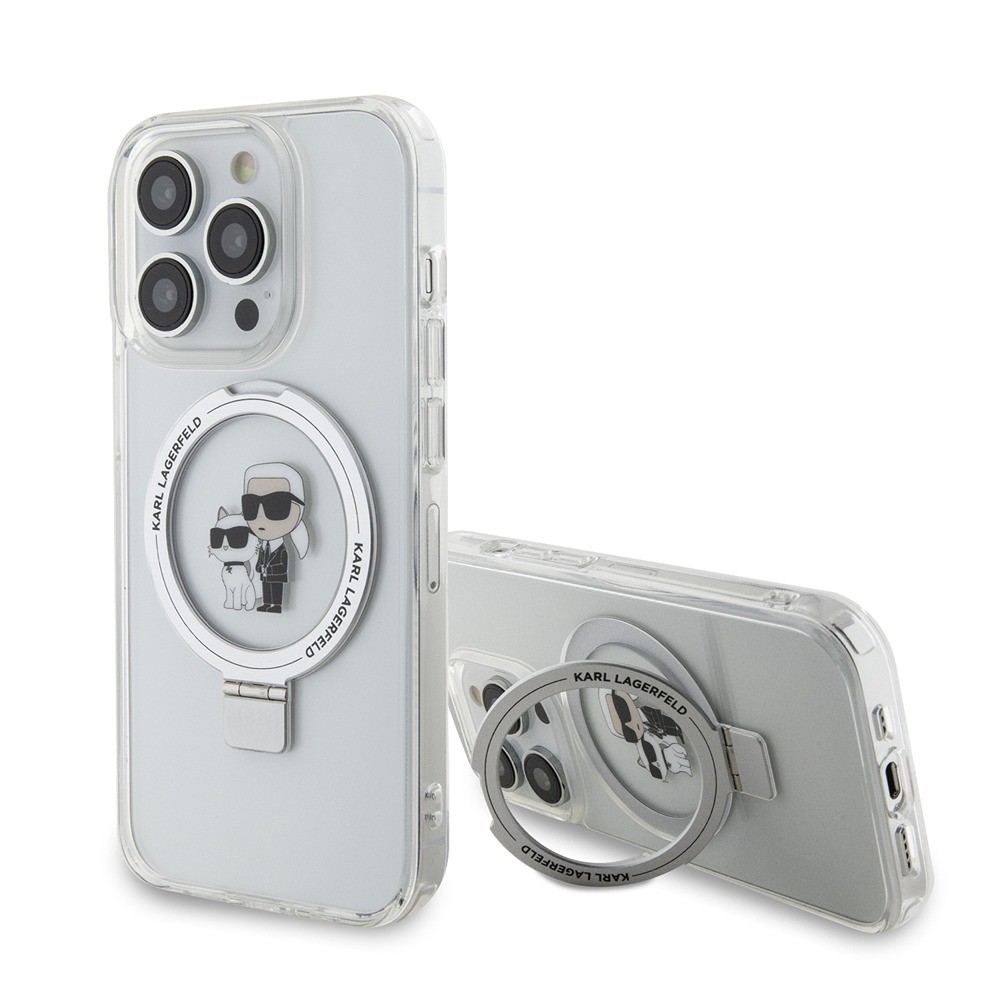 Karl Lagerfeld iPhone 15 Pro Max Cover Ring Stand MagSafe Hvid