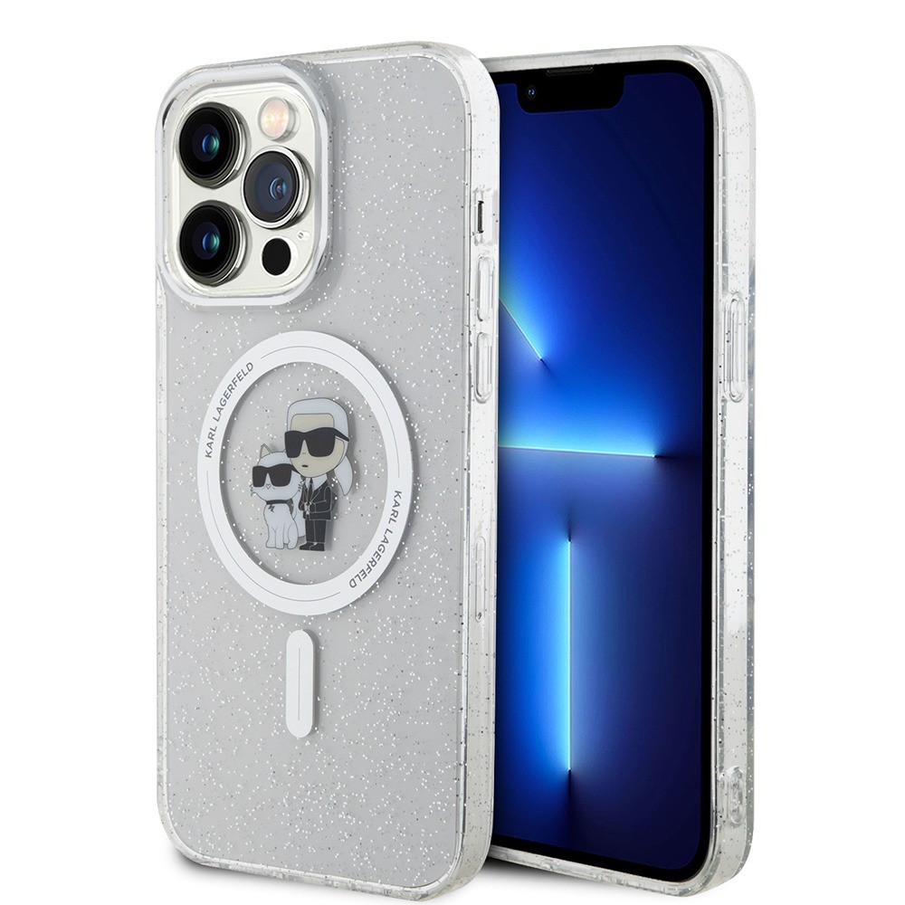 Karl Lagerfeld Glitter Karl & Choupette Hard Case with MagSafe for iPhone 15 Pro Max 6.7  Clear - KLHMP15XHGKCNOT
