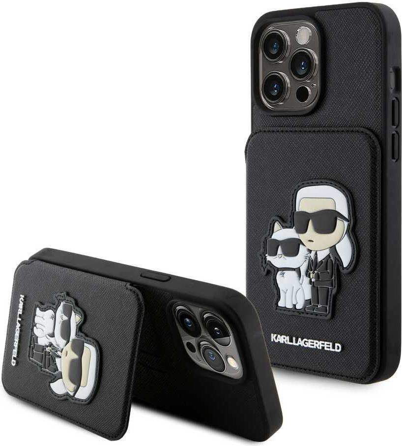Karl Lagerfeld iPhone 15 Pro Max Cover Saffiano Card Slots & Stand Sort