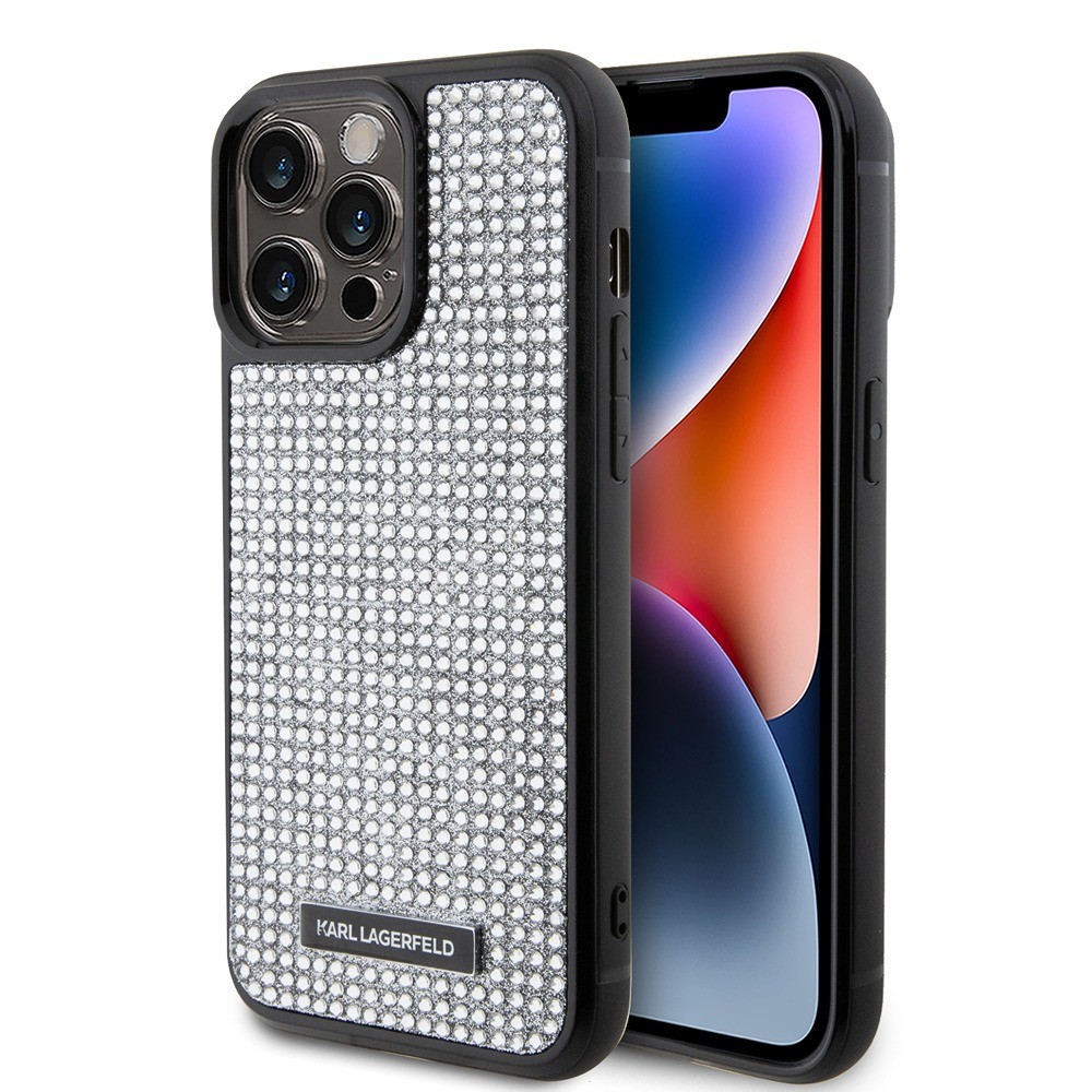 Karl Lagerfeld iPhone 15 Pro Max Cover Rhinestone Sølv