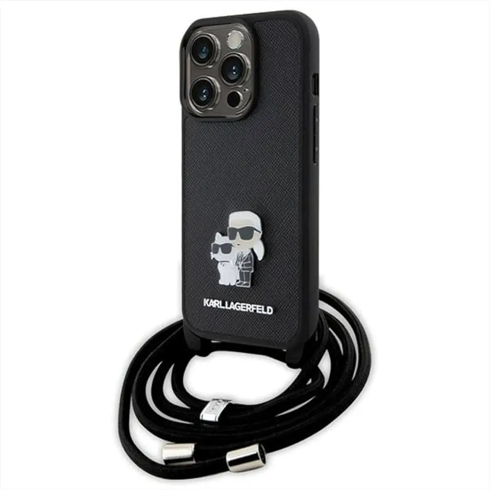 Karl Lagerfeld iPhone 15 Pro Max Cover With Strap Black