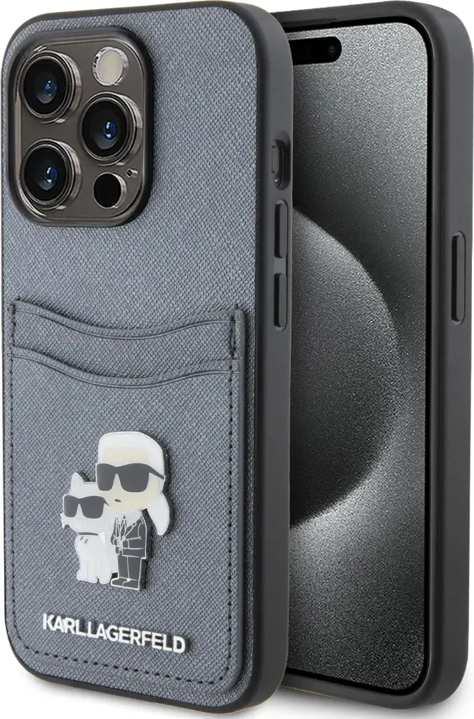 Karl Lagerfeld Saffiano Case with Cardslots and Karl Legerfeld Choupette Heads - natelo