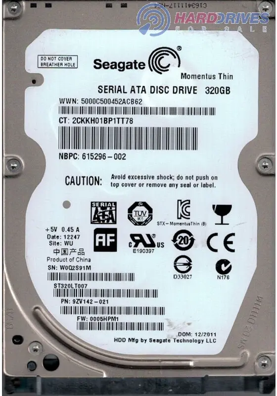 Seagate ST320LT007 P/N: 9ZV142-021 F/W: 0005HPM1 320GB WU W0Q
