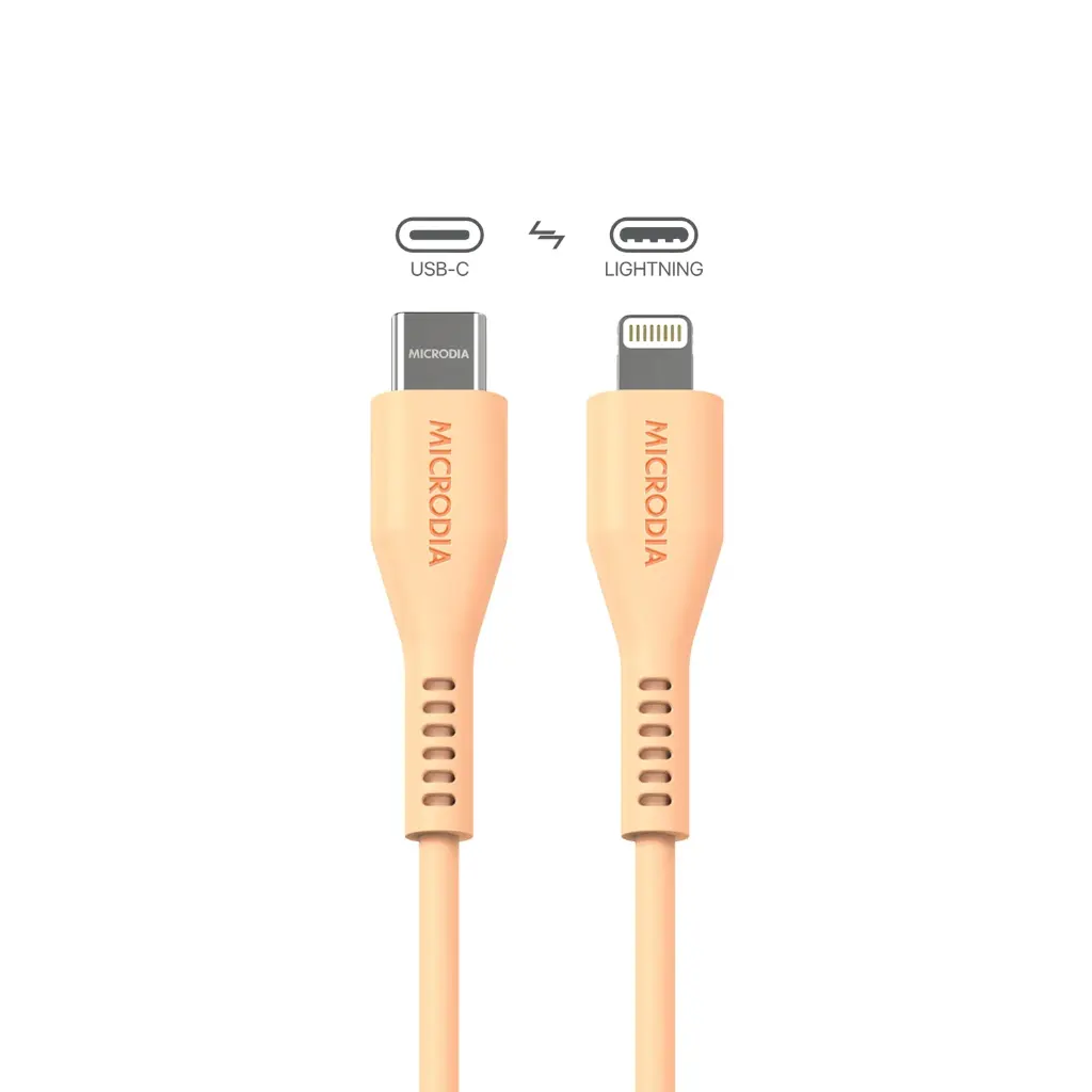 Microdia Fruitywire Liquid Silicon PD 60W USB-C To Lightning Peach 1.3m