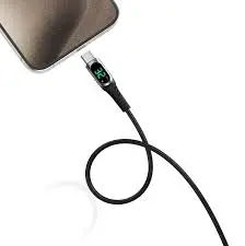 Microdia ExeCable Digital-Display PD 60W USB-C To USB-C With Charging Power Display Black