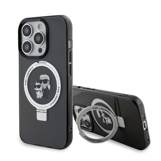 Karl Lagerfeld iPhone 15 Pro Max Cover Ring Stand MagSafe Sort