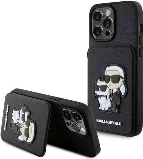 Karl Lagerfeld iPhone 15 Pro Max Cover Saffiano Card Slots & Stand Sort