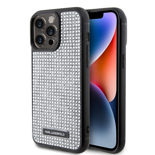 Karl Lagerfeld iPhone 15 Pro Max Cover Rhinestone Sølv