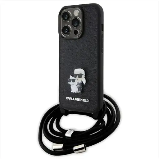 Karl Lagerfeld iPhone 15 Pro Max Cover With Strap Black