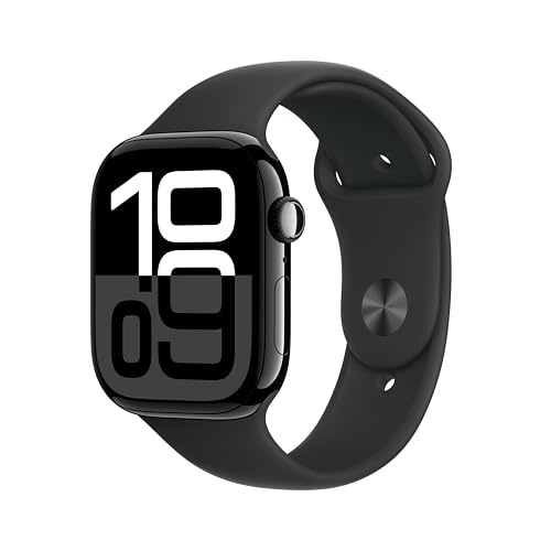 Apple Watch Series 10 GPS Smartwatch, 46mm, Jet Black Aluminum Case with Black Sport Band, Medium/Large (MWWQ3LW/a)