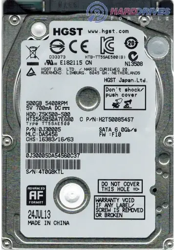 HGST HTS545050A7E680 P/N: 0J30005 MLC: DA5456 500GB