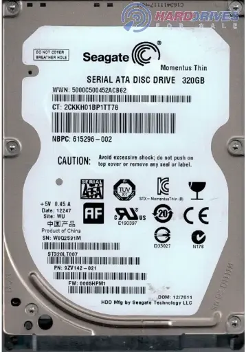 Seagate ST320LT007 P/N: 9ZV142-021 F/W: 0005HPM1 320GB WU W0Q