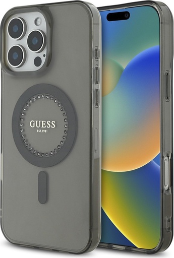 Guess Rhinestones Ring Kryt S MagSafe Pre iPhone 16 Pro Max Black